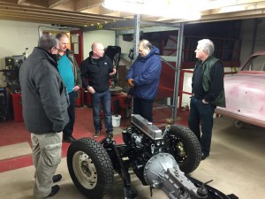 John Collins discussing TR6 chassis powdercoating