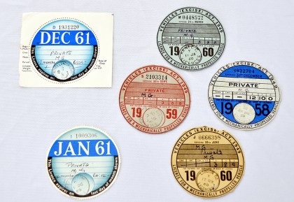 Selection of Tax discs from over the years