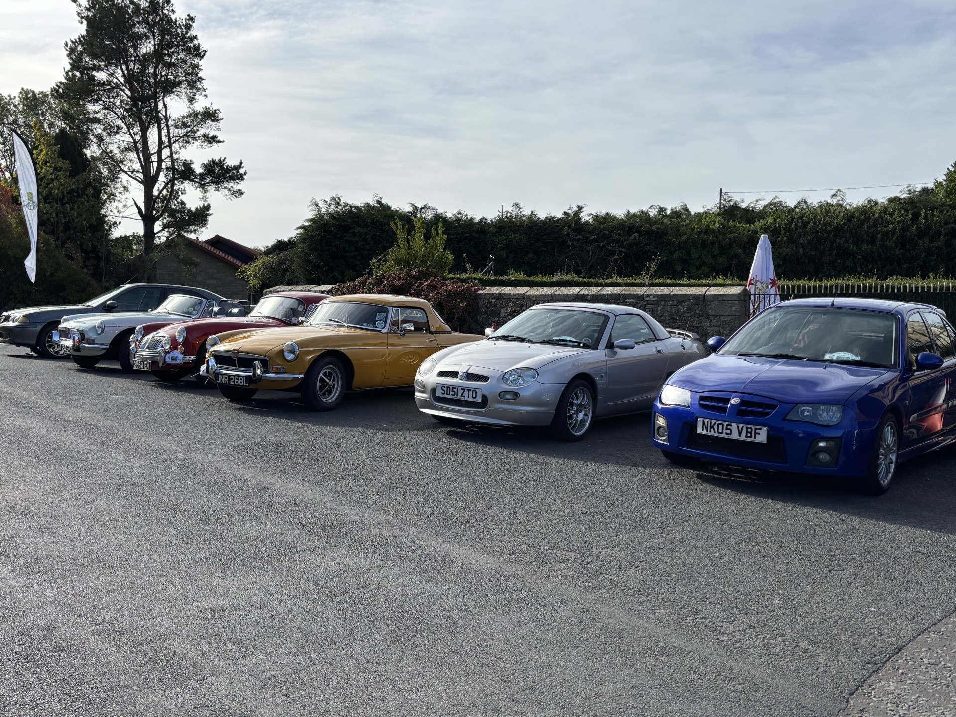 A line up of MG cars following a drive organised by the Tyne Tees Centre of the MG Car Club